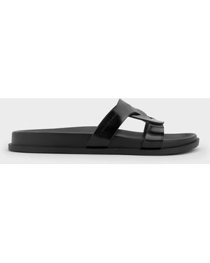Charles & Keith Fannie Interwoven Cut-Out Slide Sandals - White