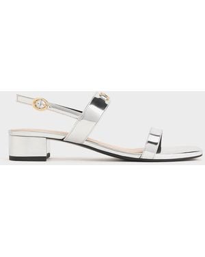 Charles & Keith Trifina Metallic-accent Slingback Sandals - Natural