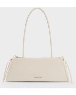Charles & Keith Hazel Bow Elongated Shoulder Bag - White