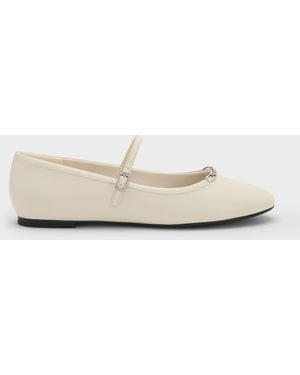 Charles & Keith Shila Chain Mary Jane Flats - White