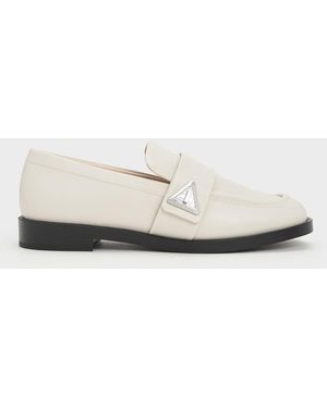 Charles & Keith Trice Metallic Accent Loafers - White
