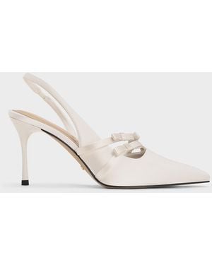Charles & Keith Jessy Bow Slingback Court Shoes - White