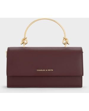 Charles & Keith Kristine Sculptural-handle Long Wallet - Purple