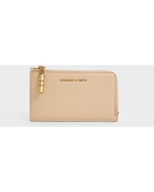 Charles & Keith Cesia Zip-Around Card Holder - Natural