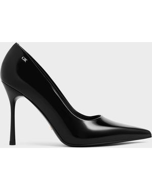 Charles & Keith Kyra Leather Pointed-toe Court Shoes - Black