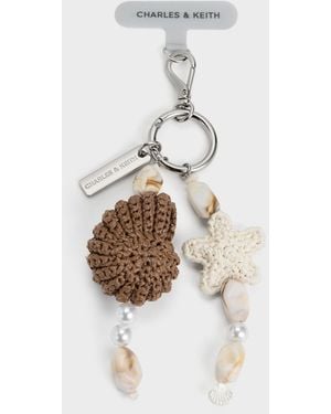 Charles & Keith Crochet Seashell-Starfish Beaded Charm - White