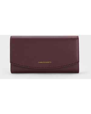Charles & Keith Briony Curved Flap Long Wallet - Purple