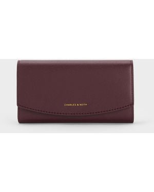 Charles & Keith Briony Curved Flap Long Wallet - Purple