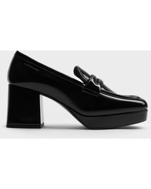 Charles & Keith Platform Penny Loafer Pumps - Black