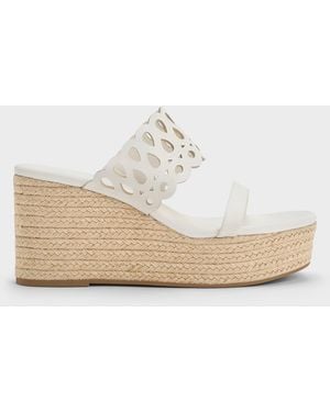 Charles & Keith Cut-Out Espadrille Wedges - White