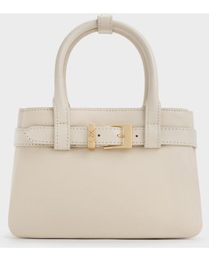 Charles & Keith Jody Leather Belted Tote Bag - Natural