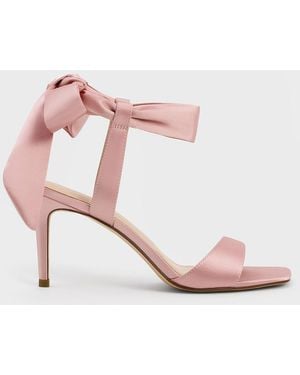 Charles & Keith Eliana Satin Tie-around Heeled Sandals - Pink