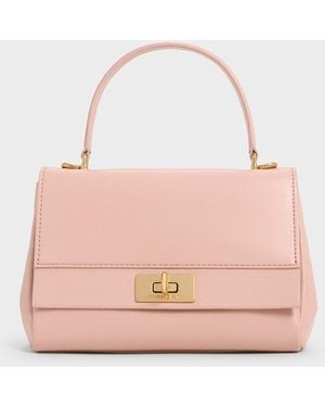 Charles & Keith Lennie Chain-Strap Top Handle Bag - Pink