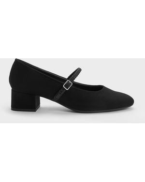 Charles & Keith Franca Faux Suede Mary Jane Pumps - Black