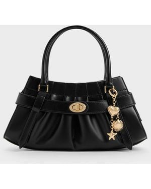 Charles & Keith Isolde Belted Ruched Crossbody Bag - Black