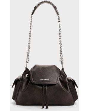Charles & Keith Noane Side-Pocket Bucket Bag - White
