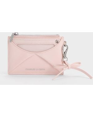 Charles & Keith Hazel Bow Panelled Card Holder - Pink