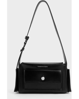 Charles & Keith Zevon Multi-Pocket Shoulder Bag - White