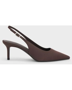 Charles & Keith Kaia Satin Slingback Court Shoes - White