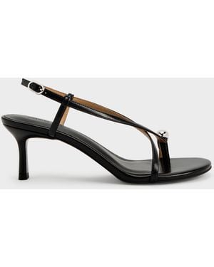 Charles & Keith Raina Toe-ring Heeled Sandals - Black