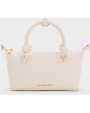Charles & Keith Sammie Knotted-Handle Tote Bag - Natural