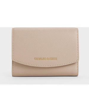 Charles & Keith Briony Curved Flap Wallet - Natural