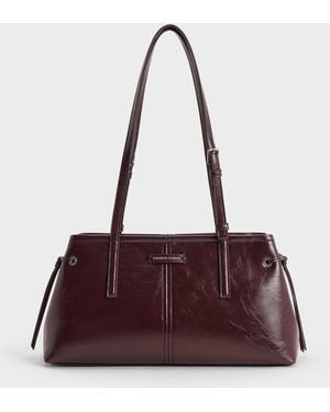 Charles & Keith Noane Elongated-Handle Shoulder Bag - Purple