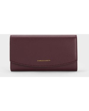 Charles & Keith Briony Curved Flap Long Wallet - Purple
