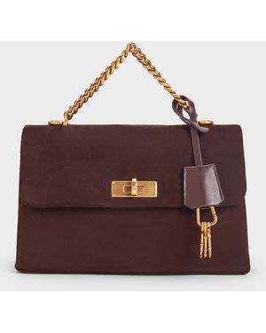 Charles & Keith Kerry Chain-Handle Crossbody Bag - Brown