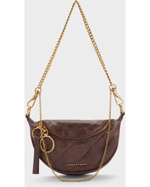 Charles & Keith Philomena Half-Moon Crossbody Bag - White