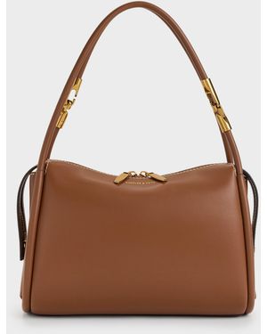 Charles & Keith Lyla Tubular Slouchy Shoulder Bag - Brown