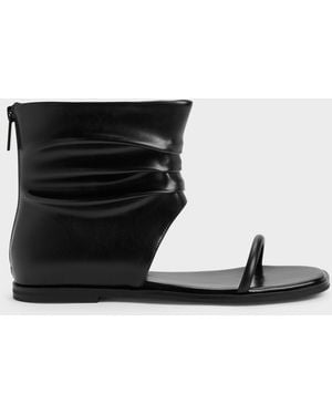 Charles & Keith Joplin Ruched Boot Sandals - Black