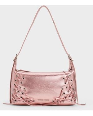 Charles & Keith Xylia Metallic Grommet Lace-up Shoulder Bag - Pink
