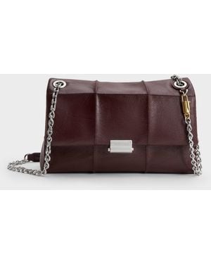 Charles & Keith Delfina Quilted Chain-Strap Shoulder Bag - Brown