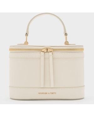 Charles & Keith Enola Top Handle Vanity Bag - Natural