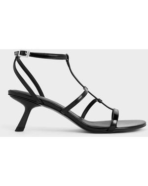 Charles & Keith Clara Asymmetric T-bar Sandals - Multicolor