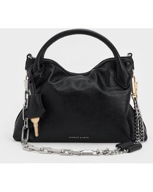 Charles & Keith Mini Delfina Chain Tote Bag - Black