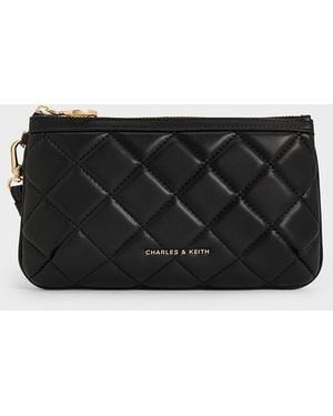 Charles & Keith Cressida Quilted Push-lock Clutch in Black