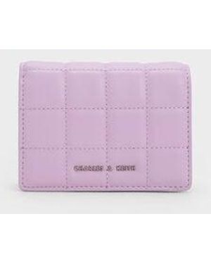 Charles & Keith Quilted Mini Short Wallet - Purple