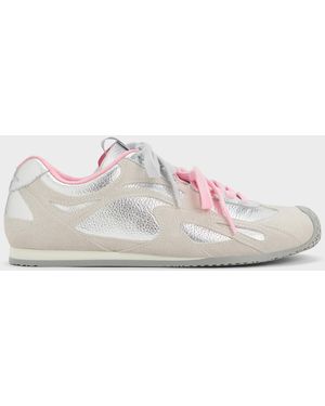 Charles & Keith Metallic Leather & Suede Double-Lace Sneakers