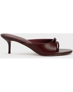 Charles & Keith Sonali Bow Heeled Thong Sandals - Brown