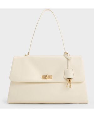 Charles & Keith Kerry Top Handle Satchel Bag - Natural