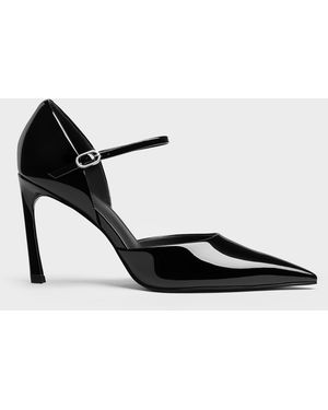 Charles & Keith Patent Pointed D'Orsay Stiletto Court Shoes - Black