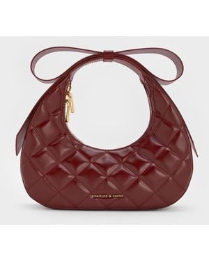 Charles & Keith Janie Quilted Bow-Handle Bag - Pink