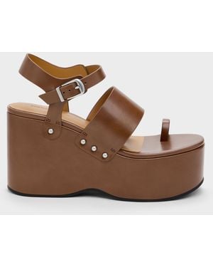 Charles & Keith Tarian Toe-Ring Platform Wedges - Brown