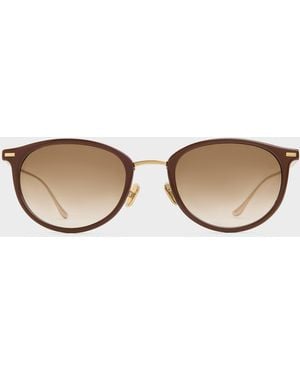 Charles & Keith Minnow Metal-Rim Round Sunglasses - Natural