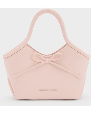 Charles & Keith Hazel Bow Tubular Top Handle Bag - Pink