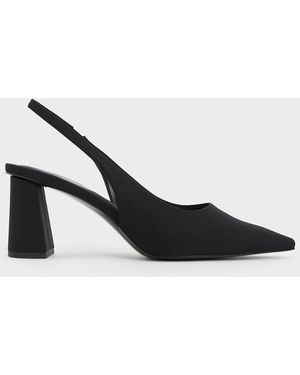 Charles & Keith Teagan Elastane Pointed Slingback Pumps - Black