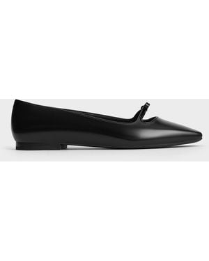 Charles & Keith Bow Square-Toe Ballet Flats - White