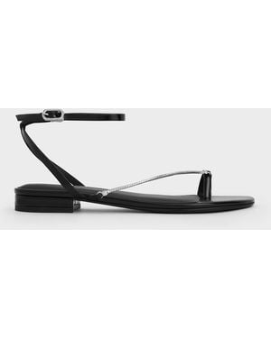Charles & Keith Chain-Strap Toe-Ring Sandals - White
